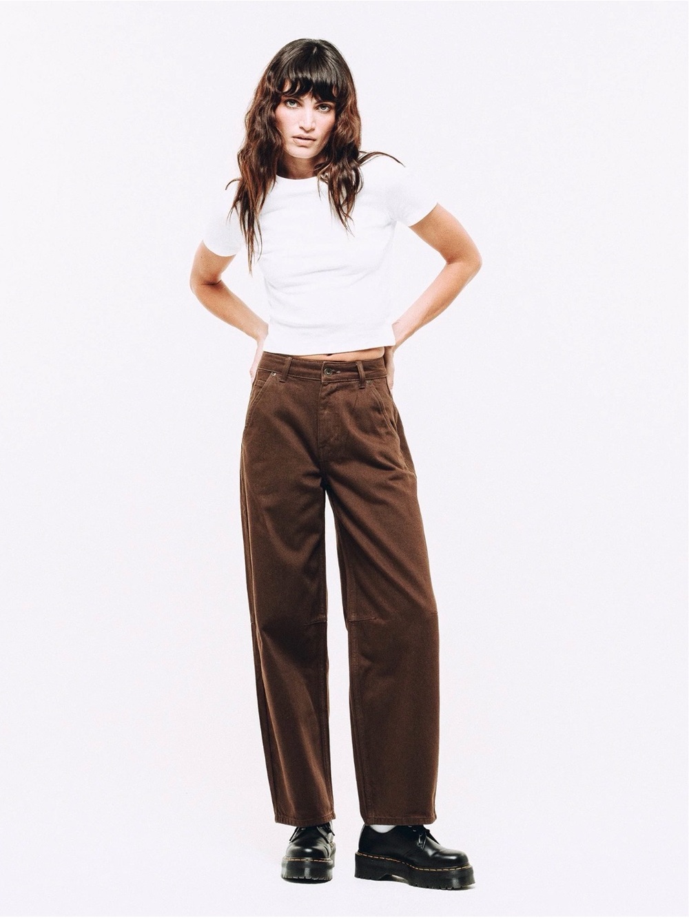 NWT - Pandco Grace barrel leg washed Brown Pants